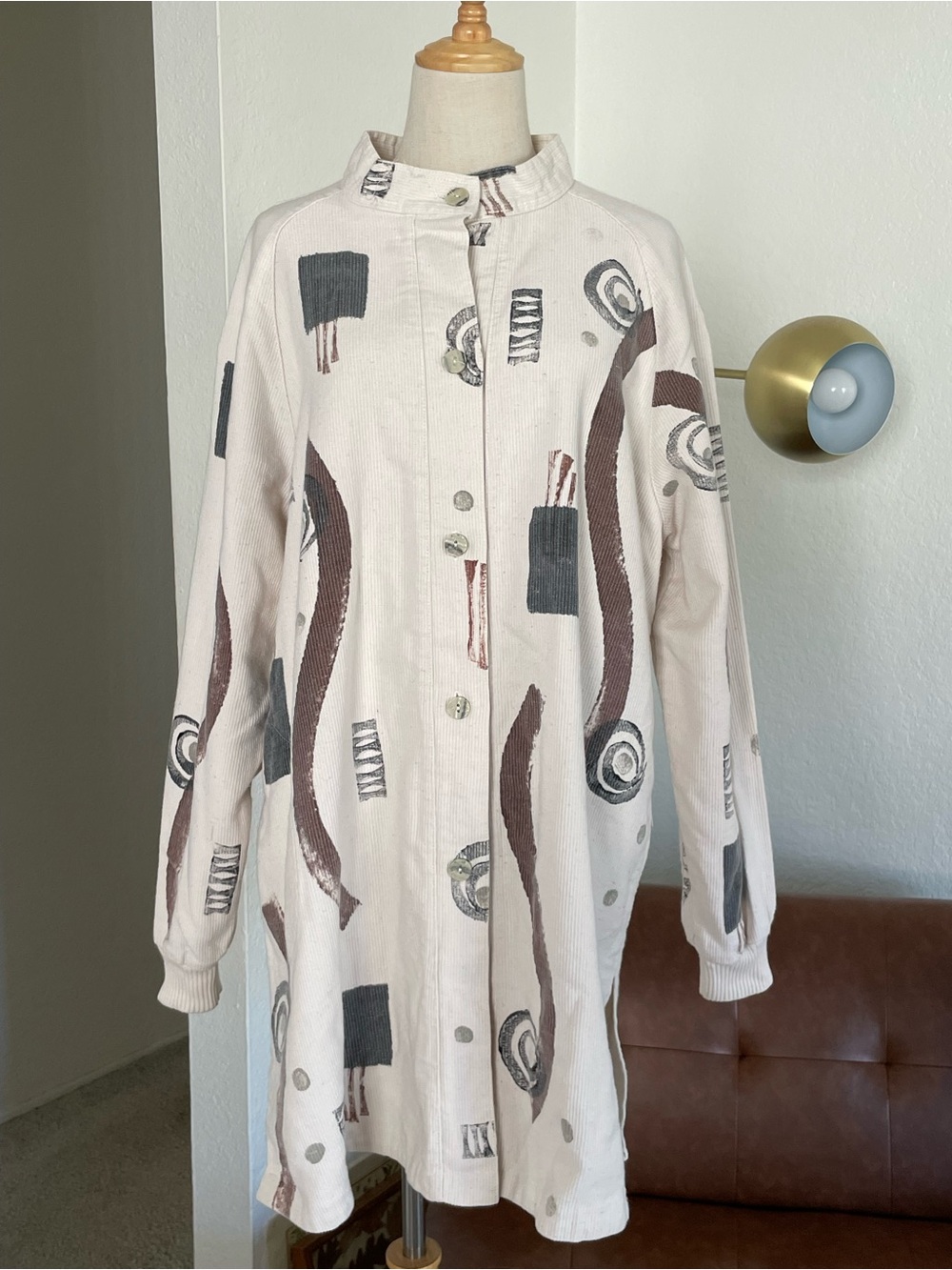 Vintage 1990s Play Alegre Printed Button Down Corduroy Jacket One Size